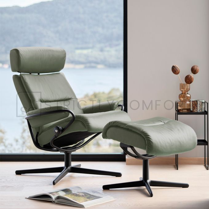 Stressless Tokyo Recliner in Paloma Shadow Green leather - Quick Delivery