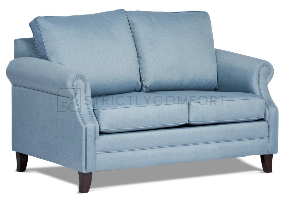 Camile 2 seater sofa lounge upholstered in Warwick Vegas Seafoam