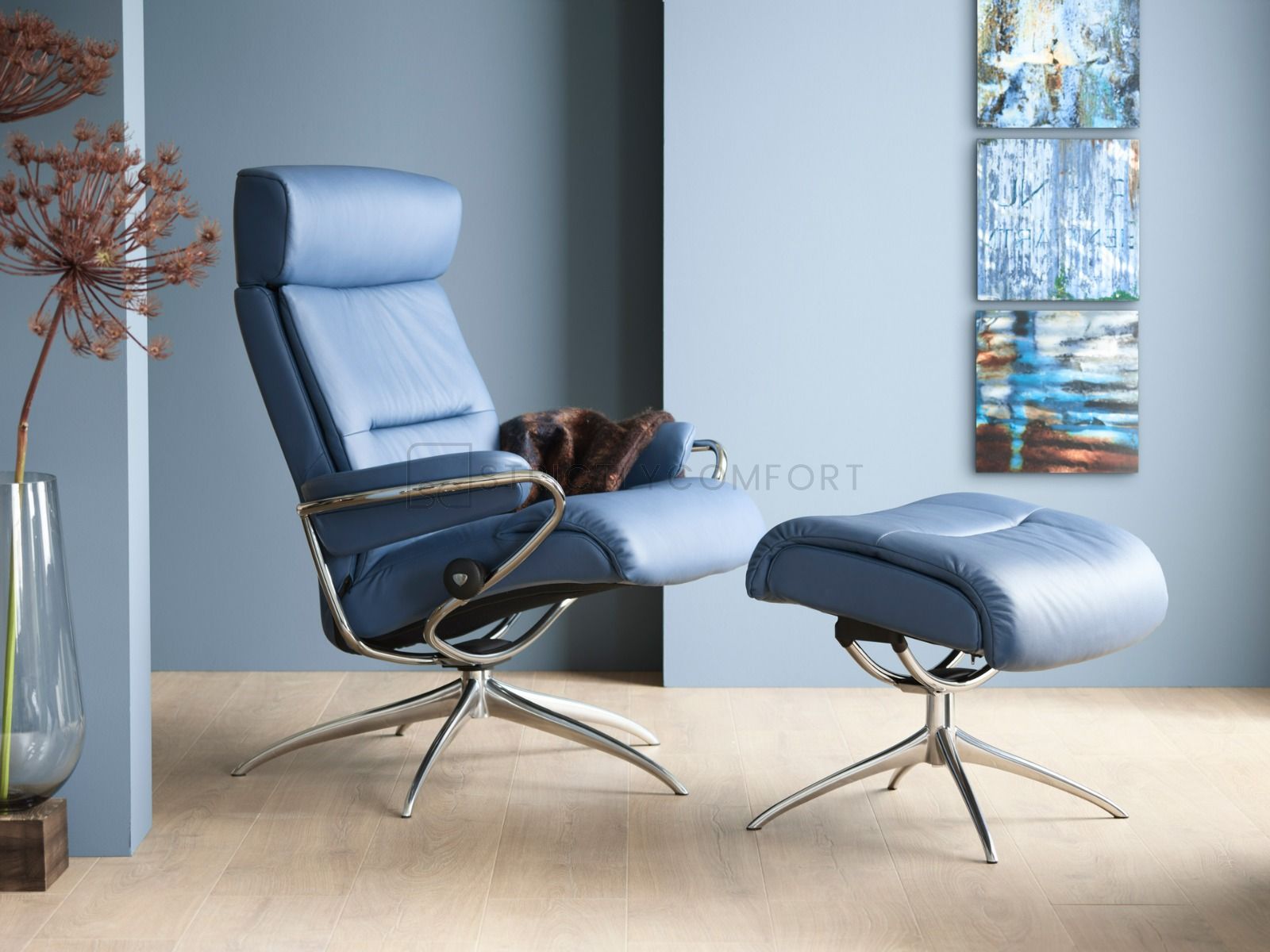 stressless recliner blue