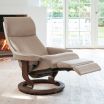 Stressless Aura Recliner Chair with Power Leg and Back Base in Cori Fog