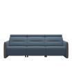 Stressless Emily 3 Seater Reclining Sofa featuring Paloma Sparrow Blue leather and Timber Arms