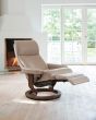 Stressless Aura Recliner Chair with Power Leg and Back Base in Cori Fog